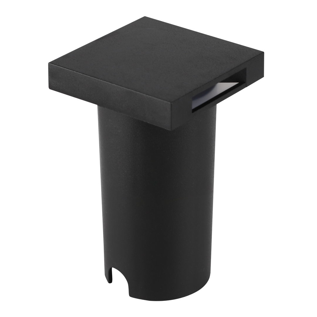 Foto do produto BALIZADOR DE SOLO CRISTALL GARDEN UNIQUE PRETO QUADRADO 0,5W 3000K 1 FACHO DE LUZ BIV.