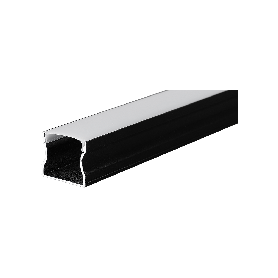 Foto do produto KIT PERFIL CRISTALL DECCOR ACCUA DE SOBREPOR PRETO 2M DIFUSOR 17,6X14,47X2000MM BRANCO