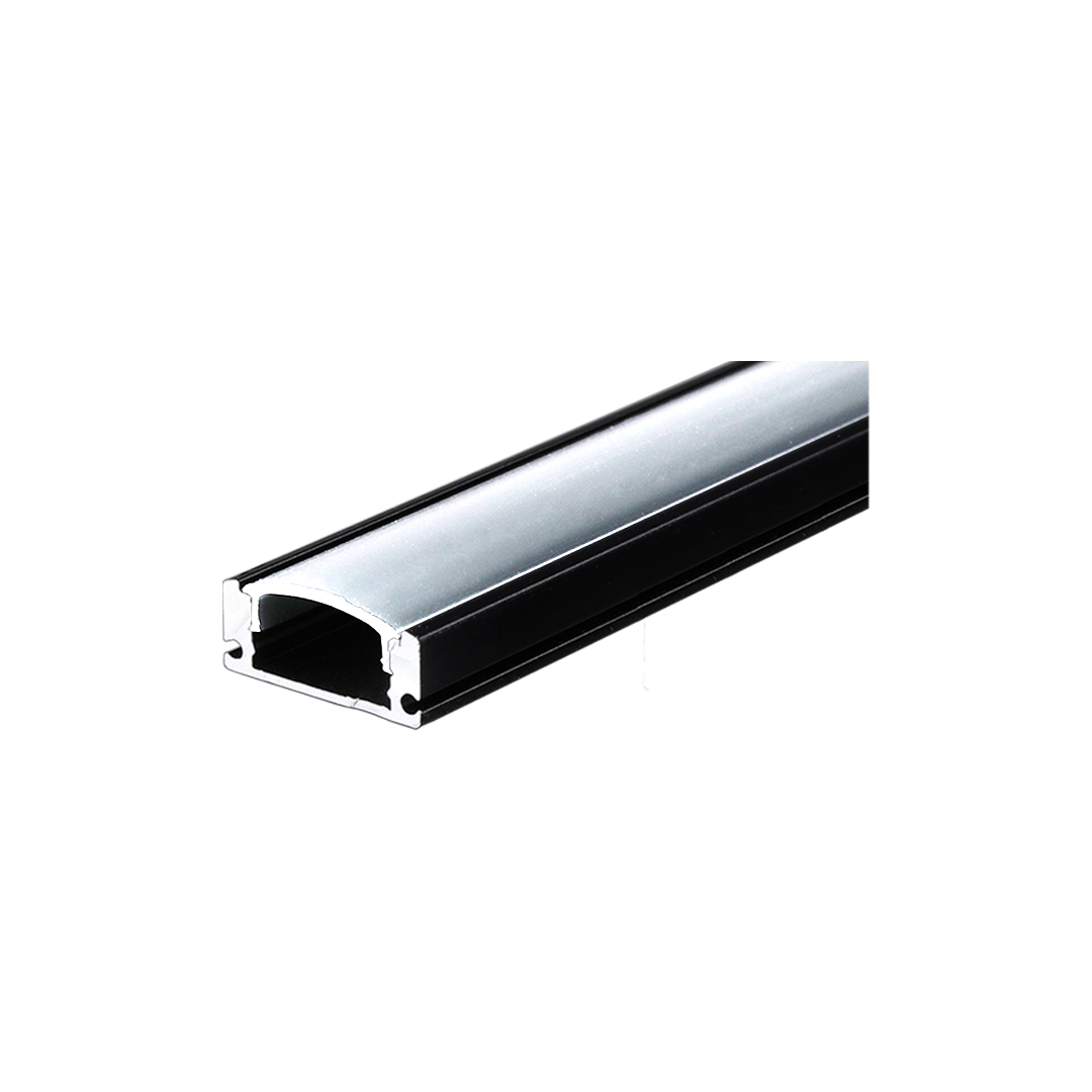 Foto do produtoKIT PERFIL CRISTALL DECCOR NORONHA DE SOBREPOR PRETO 2M DIFUSOR 16,7X6,1X2000MM BRANCO