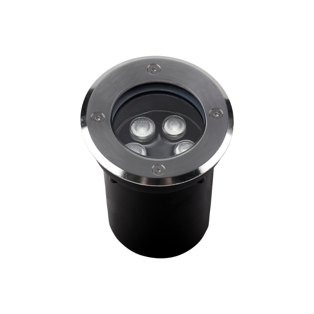 Foto do produto BALIZADOR DE SOLO CRISTALL GARDEN NERO REDONDO 5W 2700K 74X80X61MM IP67 BIV.