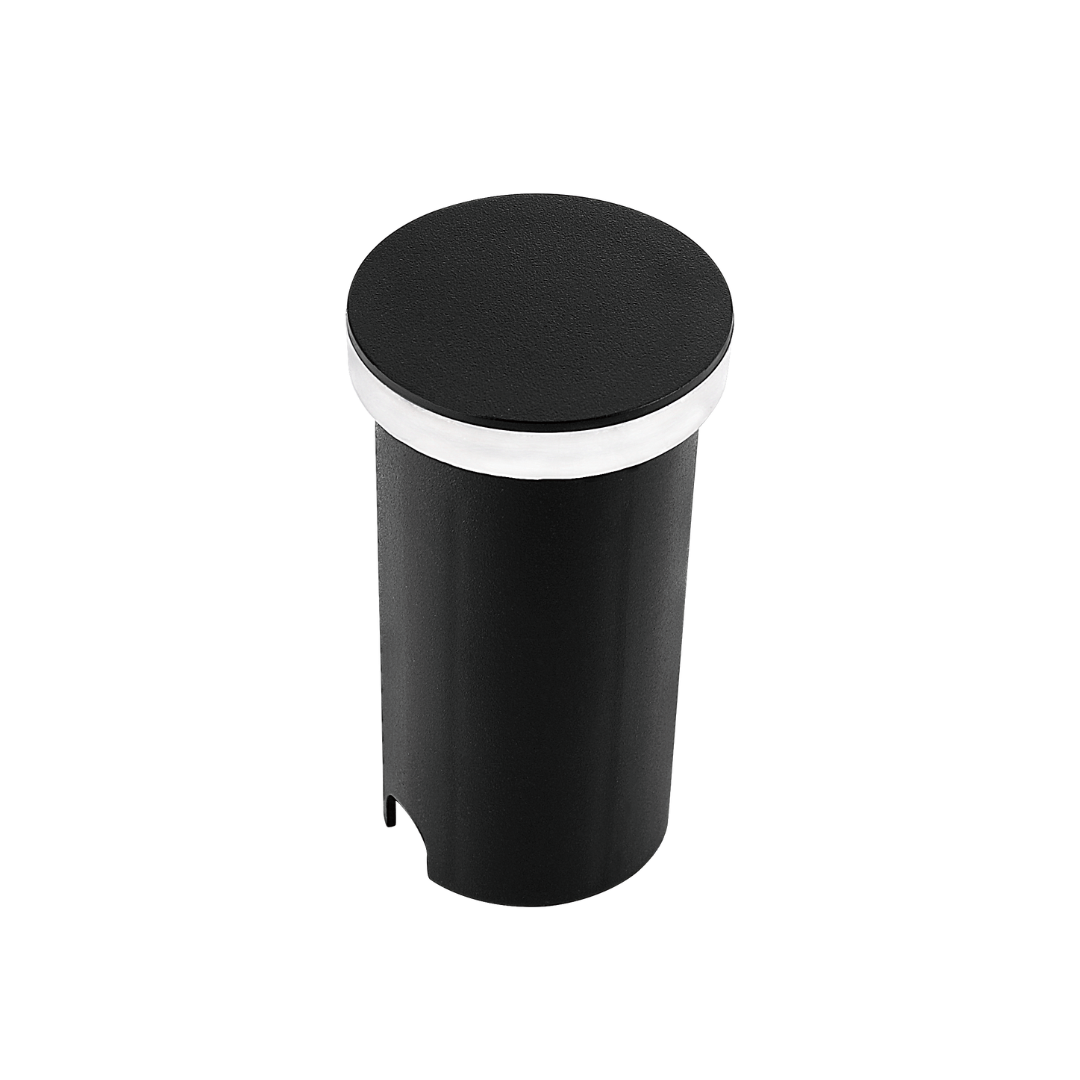 Foto do produto BALIZADOR DE SOLO CRISTALL GARDEN OREGON REDONDO PRETO 1W 3000K 13LM 50X88,5MM IP67