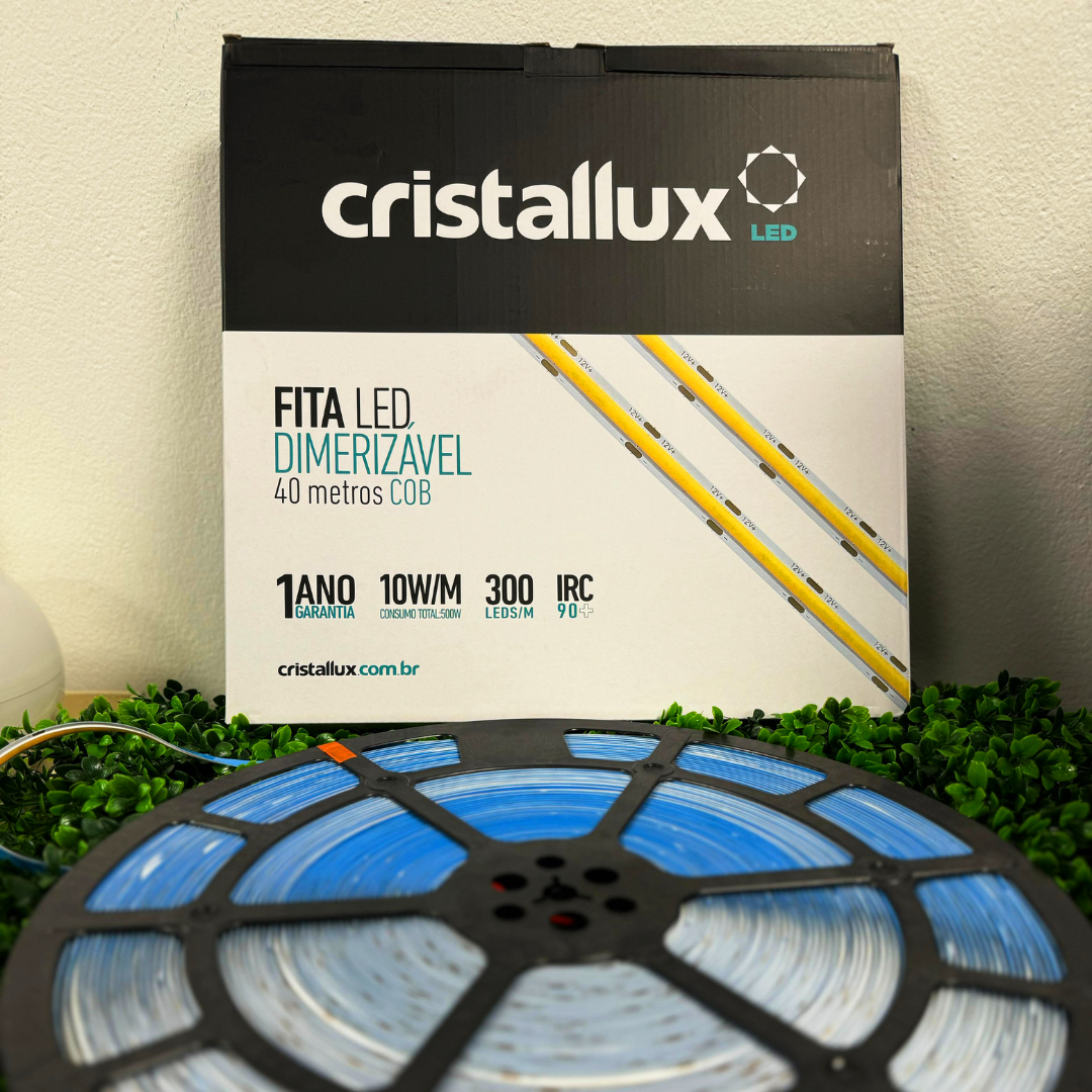 Imagem do produto FITA LED CRISTALL HOME COB 40MT 12V 10W/M 3000K 1000LM/M IP20 300LEDS/M IRC >90