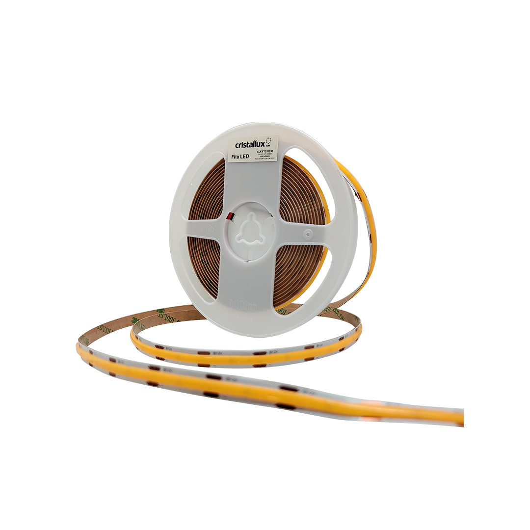 Foto do produto FITA LED CRISTALL HOME COB 05MT 12V 10W/M 3000K 1000LM/M IP20 480LEDS/M IRC >90 CORTE LIVRE