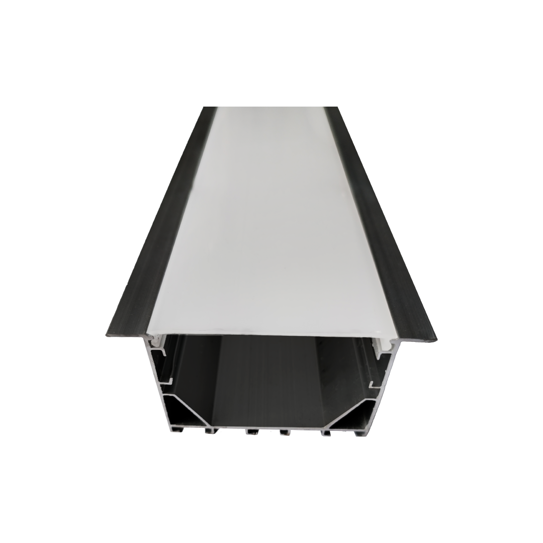 Foto do produto KIT PERFIL CRISTALL DECCOR DUBLIN DE EMBUTIR PRETO 3M COM DIFUSOR 66X35X3000MM BRANCO