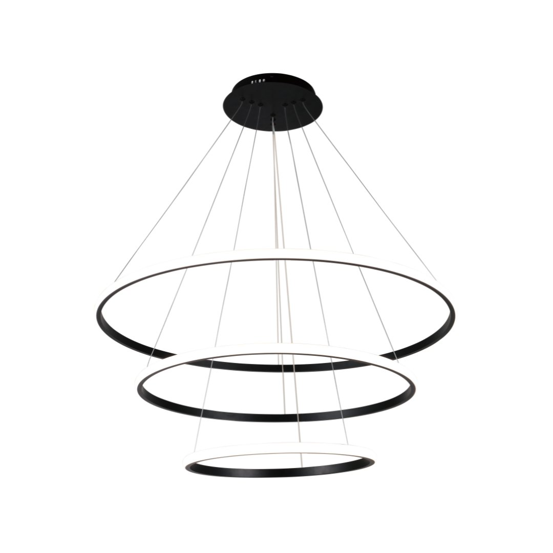 Foto do produto LUSTRE CRISTALL DECCOR ARMOR 48W 3000K BLACK 20+40+60CM