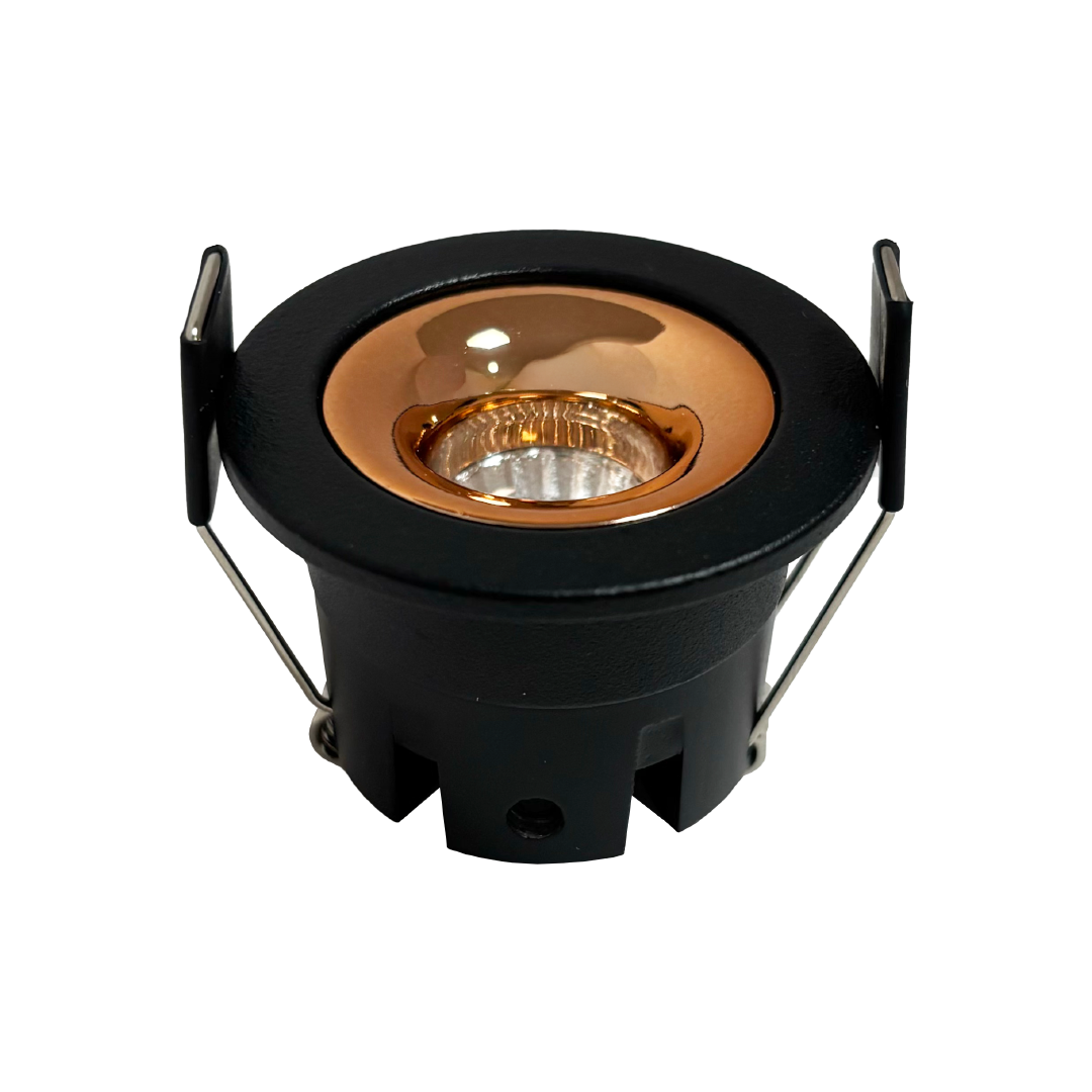 Foto do produto SPOT EMBUTIR CRISTALL PRO BRISA 3000K PRETO / ROSE GOLD 85-265V 3W 120LM 42X31MM