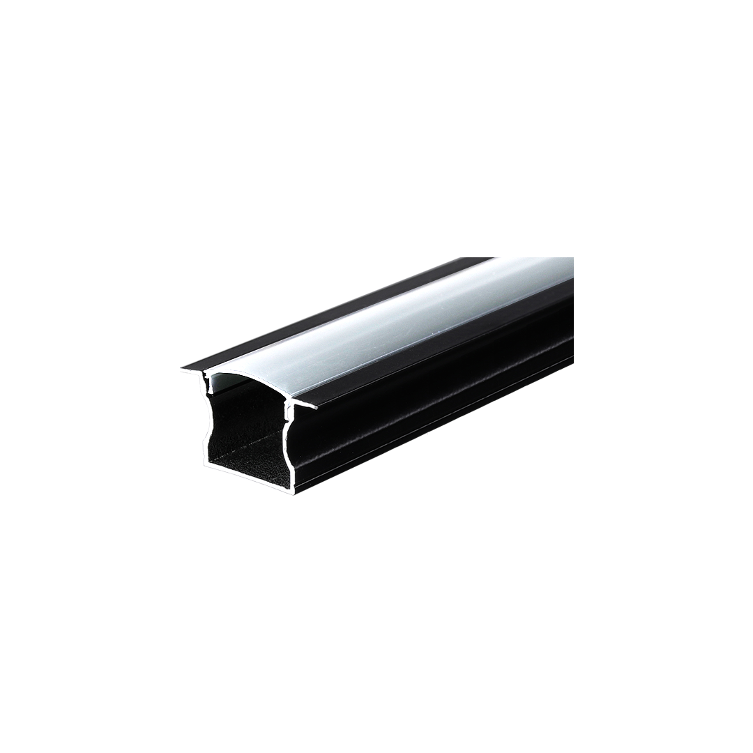 Foto do produto KIT PERFIL CRISTALL DECCOR ACCUA DE EMBUTIR PRETO 3M DIFUSOR 24,99X14,47X3000MM BRANCO